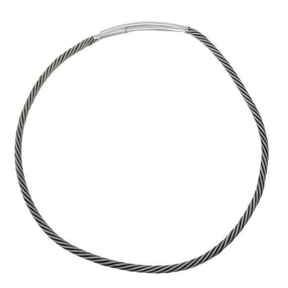 Vintage Twisted Sterling Silver 3.9mm Cable Collar Necklace 17" - Picture 2 of 5